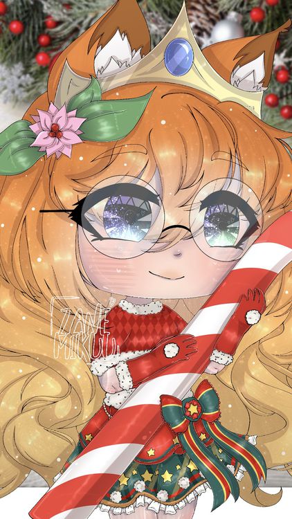 Gacha Life Christmas Gacha Orange wallpaper