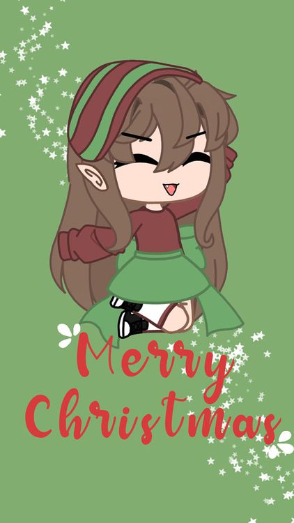 Gacha Life Christmas Gacha Green wallpaper