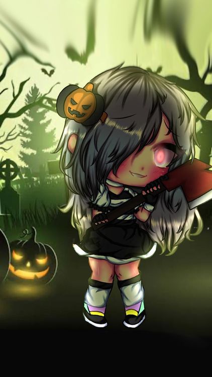 Gacha Life Halloween Gacha Black wallpaper
